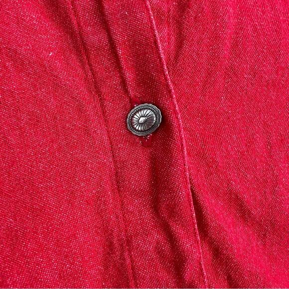 Vintage 90s Wrangler western wear red button up long sleeve pioneer style shirt - Picture 3 of 5